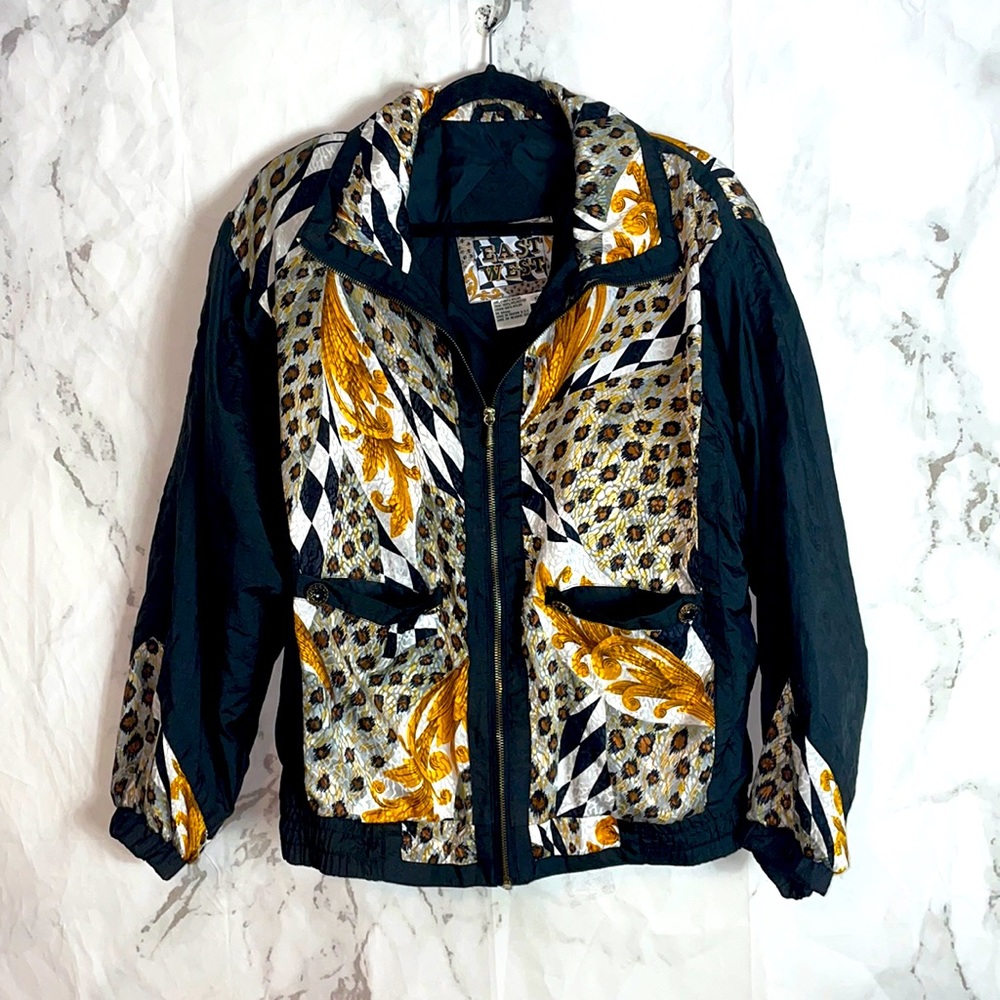 East West vtg leopard checkered baroque print jacket.   HHHH